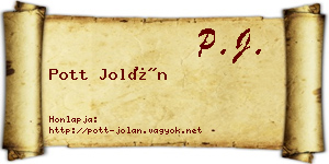 Pott Jolán névjegykártya